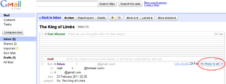 A mock-up of Gmail, defaulting to reply to all